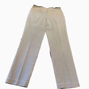 TALBOTS Perfect Chino Size 4 Blue White Seersucker 100% Cotton Straight Leg Pant